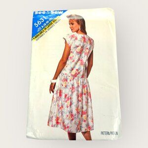 Vintage 1980s Butterick Sewing Pattern 5631 Misses Dress Size 8-12